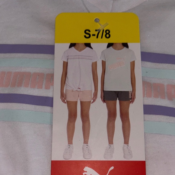 Puma Kids' girls White Tee with short Pastel Accents 4 pieces set size 7/8 - Picture 4 of 5